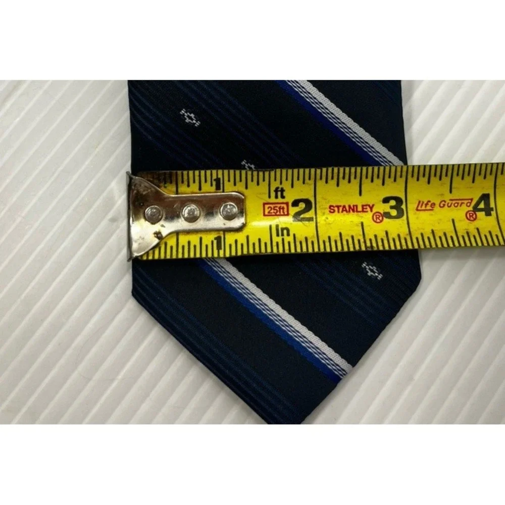 John‎ Blair Menswear Neck Tie 100% Dacron Polyester Vintage Striped Blue White